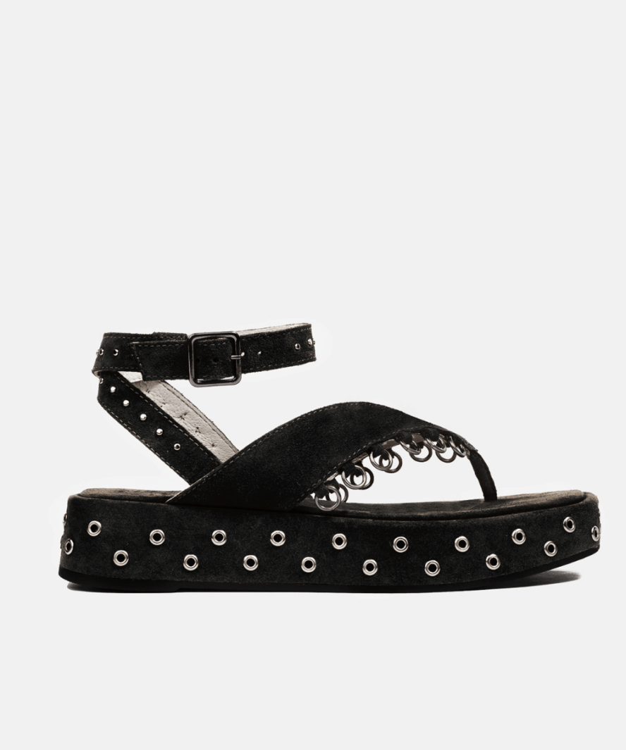 סנדל פלטפורמה שחור זמש Vika Black סנדל פלטפורמה שחור זמש Vika Black