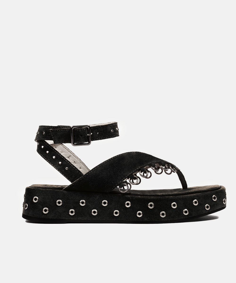 סנדל פלטפורמה שחור זמש Vika Black