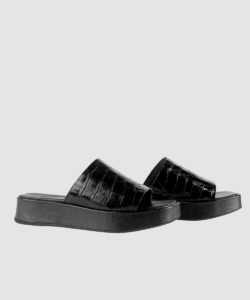 סנדל פלטפורמה שחור מעור Amsterda Black