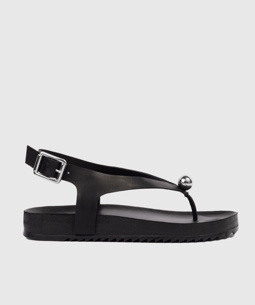 סנדל שטוח שחור מעור Michelli Black