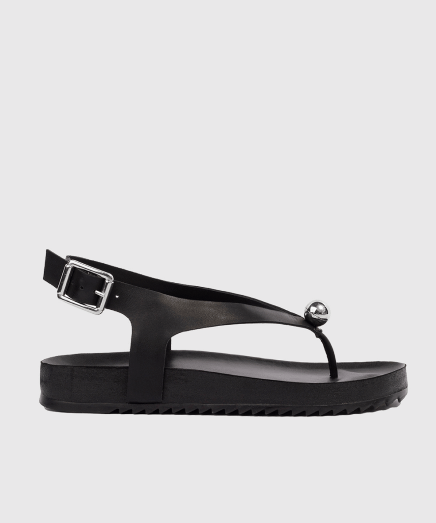 סנדל שטוח שחור מעור Michelli Black