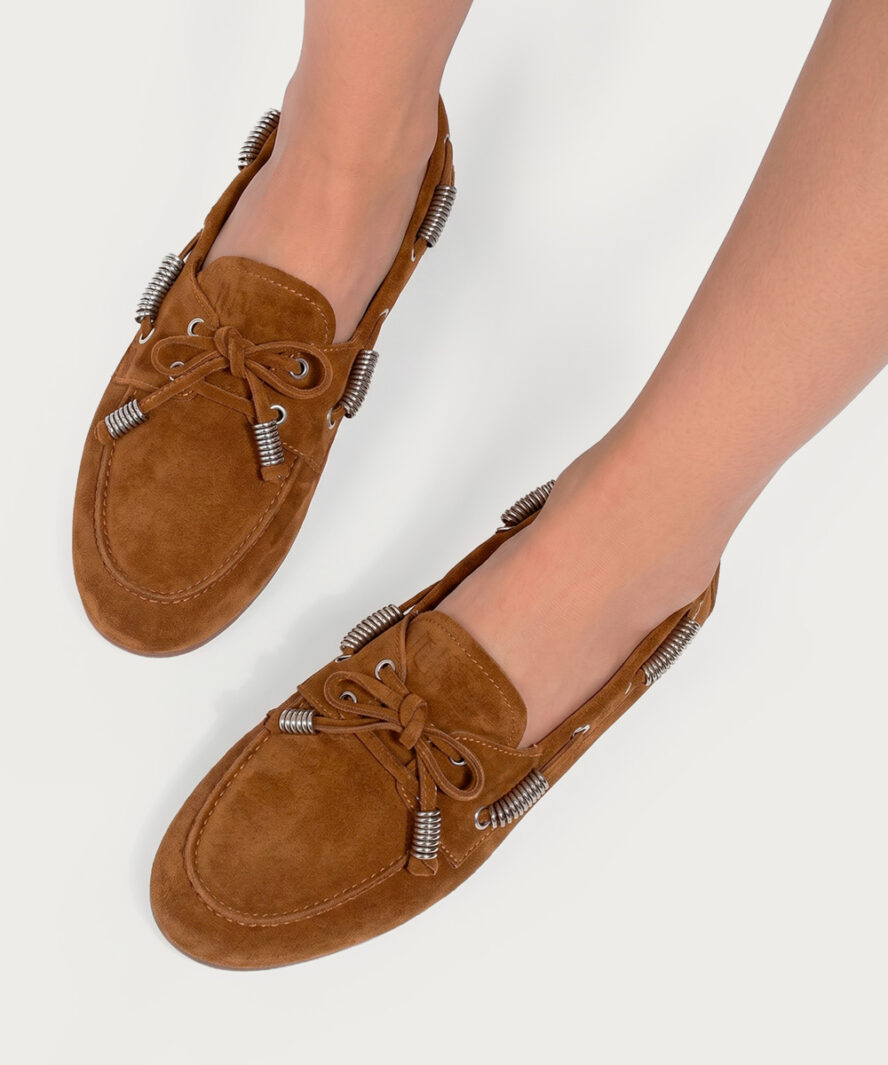 Mocassim Valência Studded Camurça Capuccino 4