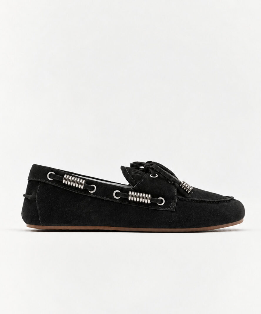 מוקסין זמש שחור Valencia Studded Black מוקסין זמש שחור Valencia Studded Black